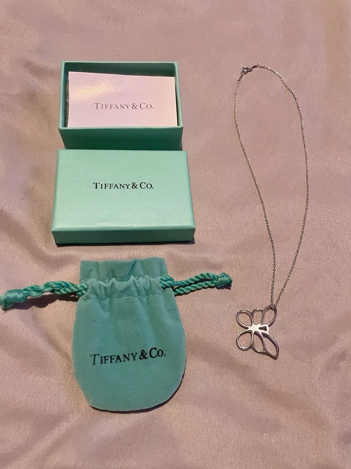 Genuine Tiffany & Co. 925 Sterling Silver Butterfly Pendant Chain Necklace NEW - Image 1 of 4