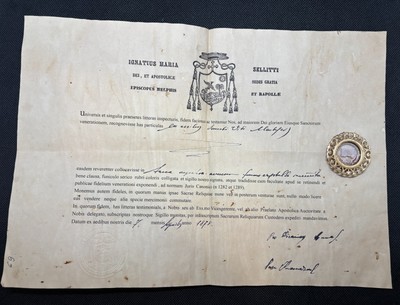 Seltenes Reliquiar 1. Klasse St. Vitus Märtyrer mit Zertifikat 1877 Theca