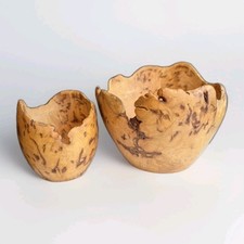 Curated T.W. Laranger Studio Maple Burl Vessel Set 891 898 Signed Masterwork