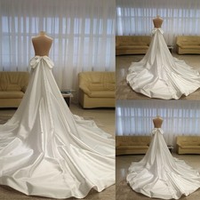Wedding Detachable Train White Ivory Bridal Satin Bridal Gown Overskirt
