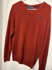 U.S. Polo Assn. Men  s V-Neck Sweater   Red   Size L   100 Acrylic   Super Soft