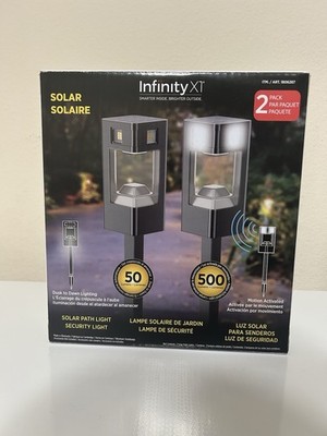 Infinity X1 500 Lumens Motion Activated Solar Security Pathway light, 2 Pack NEW