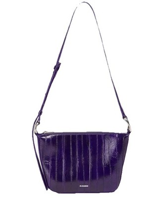 NWT Jil Sander Fish Skin Metallic Shoulder Bag - Black - With Dustbag MSRP $1920