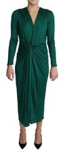 Dolce & Gabbana Green Fitted Silhouette Midi Viscose Women's Dress