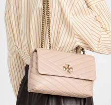New Tory Burch Kira Small Leather Convertible Shoulder Bag Beige Retail: $598