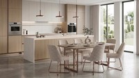 Elegantes Esszimmer Set Beige Modern Luxus Esstisch Mit 6 StüHlen Holz