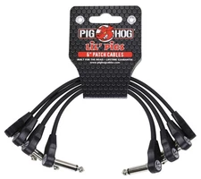 PHLSK6BK Lil Pigs Low Profile Right-Angle 1/4 Black Instrument Patch Cables, ...