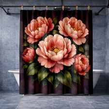 Chic Pink Floral Shower Curtain Elegant Bathroom Decor 72x72 Fabric