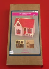 Wood Dollhouse-The Victoria Cottage-Kit Beachwood Ltd, 18.5x18.5x12.5 Finished.