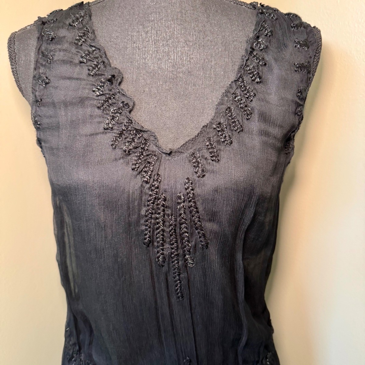 Max Studio Special Edition 100% Silk Beaded Flapper Drop Waist Dress Black XS Max Studio Special Edition 100% Silk Beaded Flapper Drop Waist Dress Black XS