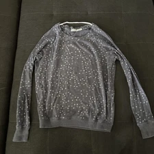 Navy Blue White Star Long Sleeve Shirt Woman’s