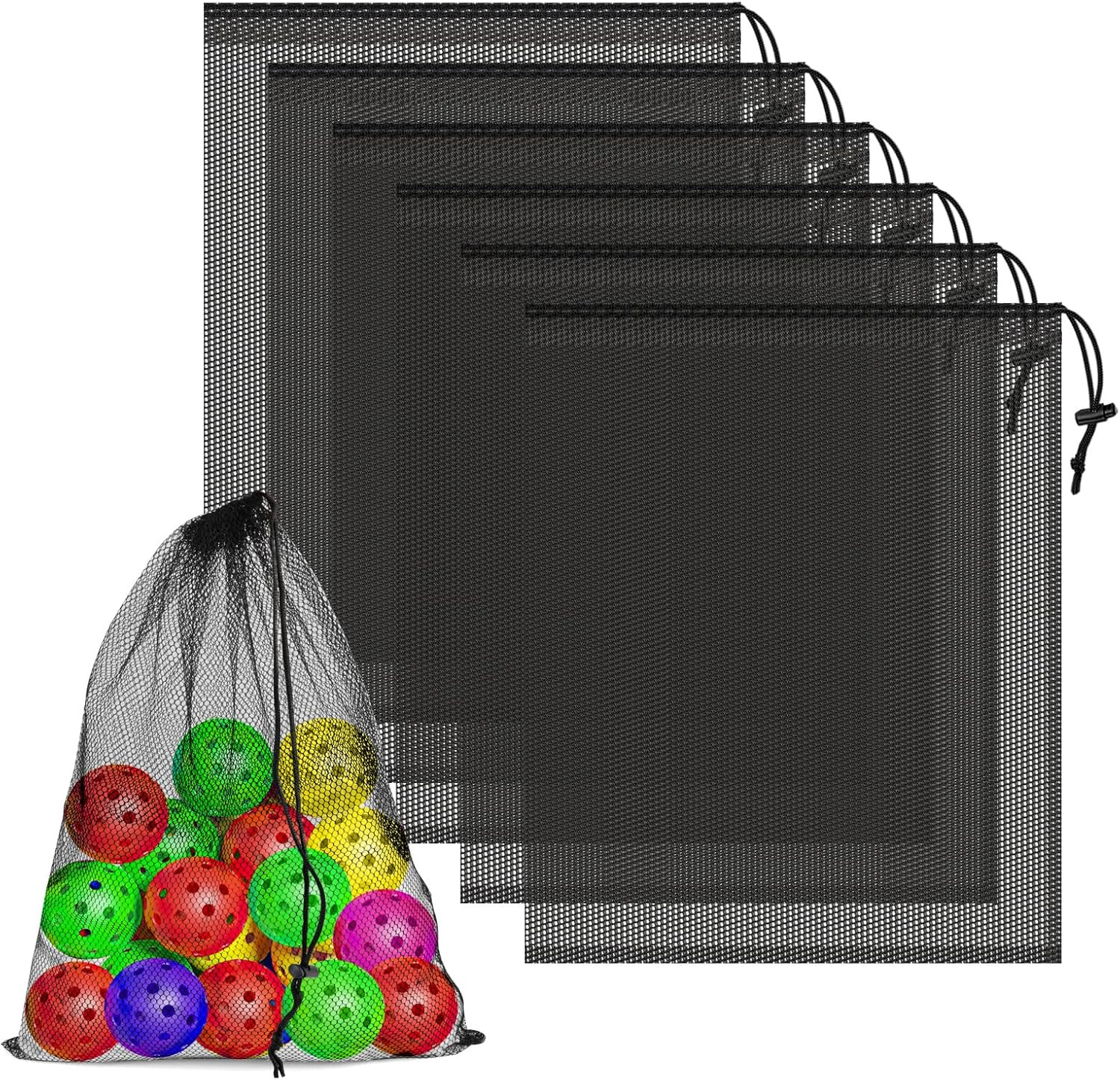 6 Pcs Mesh Bags Drawstring, 14x17 Inch with Lock, Multipurpose Storage Bags for