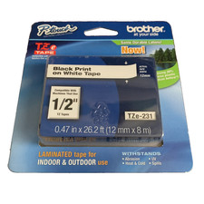 Brother TZe-231, 1/2" Black on White P-Touch TZ tape New Genuine