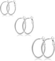Creolen Set 5 Paar Silber 316L Edelstahl Ohrringe 30-70Mm FüR Damen