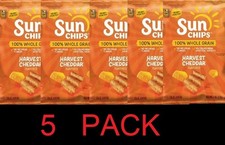 Sun Chips 100 Whole Grain Harvest Cheddar Snack Chips Bag 7 oz - 5 PACK