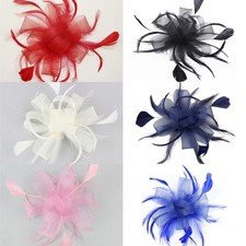 Mode Damen Hochzeit Netz Hut Fascinator Stirnband Bänder Federn Kirche Party Hut