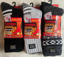 2 Pairs   Polar Extreme INSULATED Thermal Men's Socks 6-12 Shoe Sz WONDERFUL