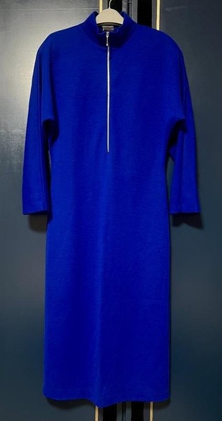 Women Vintage Hollywood Dress Navy Knit 36 / S /