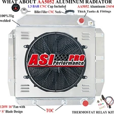 3Row Radiator+Fan Shroud+Relay for 1955-59 57 Chevy Truck Pickup LS Engine Swap;