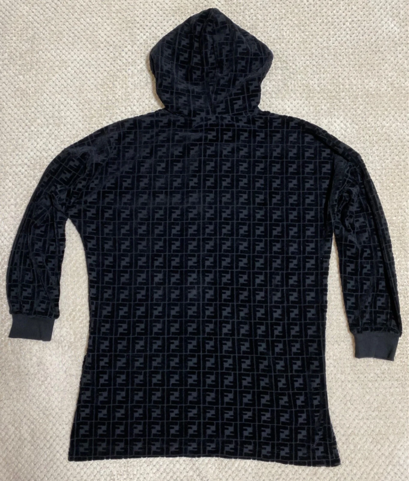 Fendi Felpa con Cappuccio Pullover FF Monogram Nero Made in Italy M Donna Uomo