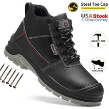 Mens Waterproof Work Safety Shoes Steel Toe Bulletproof Boots Cap Indestructible