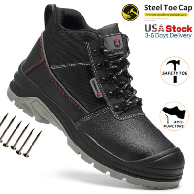 Mens Waterproof Work Safety Shoes Steel Toe Bulletproof Boots Cap