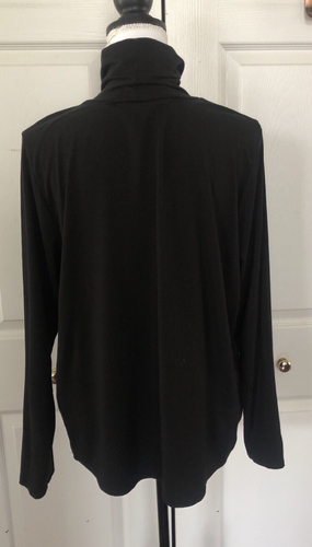 Eileen Fisher Black Tencel Lyocell Spandex Jersey Knit Turtleneck Tunic Top XL - Picture 5 of 5