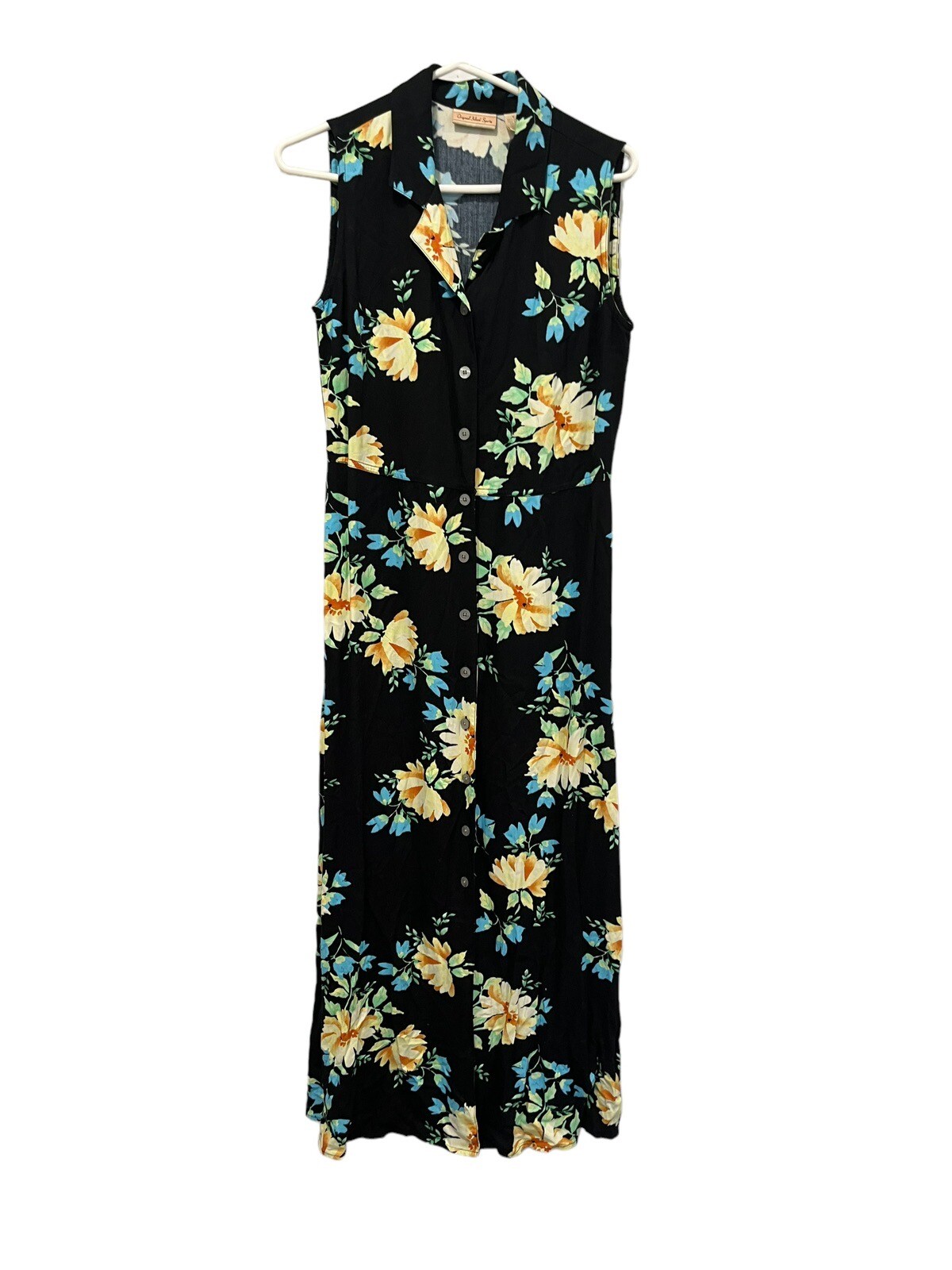 Original Island Sport Tropical Floral Rayon Maxi Dress Size 6 Button Front