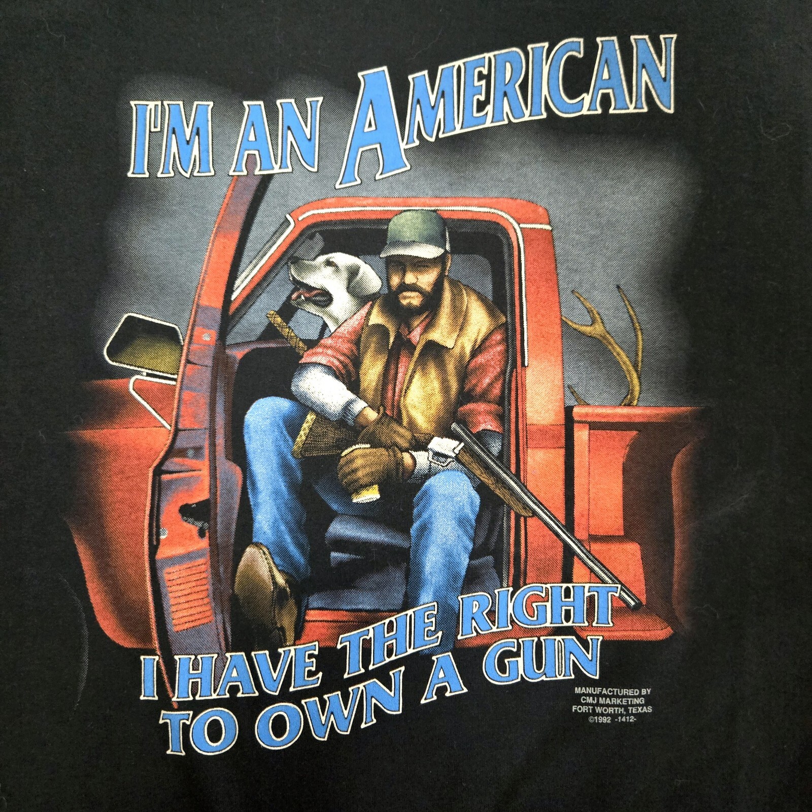Vintage 1992 Harley Davidson 3D Emblem “I’m An American Gun Rights” T-Shirt XL image 5