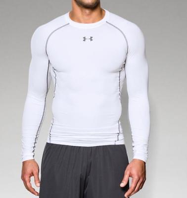 Under Armour Men's HeatGear Armour Long Sleeve Compression Shirt 1257471  White | eBay