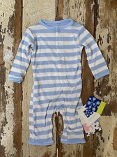 Kickee Pants 0-3 Months Pond Blue Snap Rear Bamboo Coverall Striped