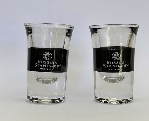 Russian Standard Vodka 2 Shot Glasses with Logo NEW Russia  - Picture 1 of 7