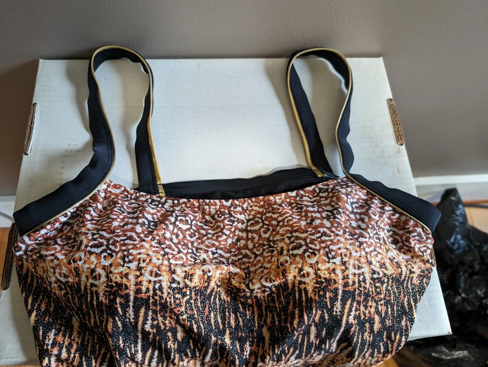 Alia Tankini Women's Size 12D/32D Colorful Black/Orange Abstract Swim Suit Top - Image 3 of 4