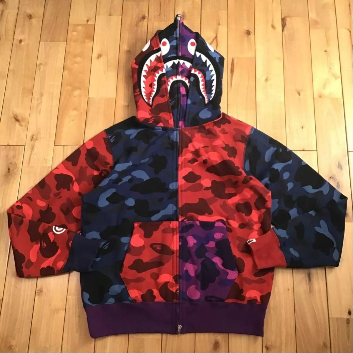 BAPE Double shark full zip hoodie crazy camo A Bathing Ape Size L