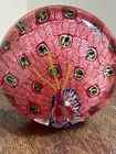 VTG Murano Millefiori Glass Peacock Paperweight Red 4” Diameter Hand Blown