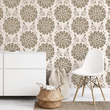 All-Over Dahlia Pattern Wall Stencil - Large, Reusable Wall Pattern Stencil