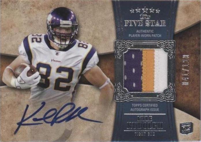 Kyle Rudolph Rookie Card 2011 Topps Five Star - Rookie Patch Autograph Kyle Rudolph #165 /120 ...