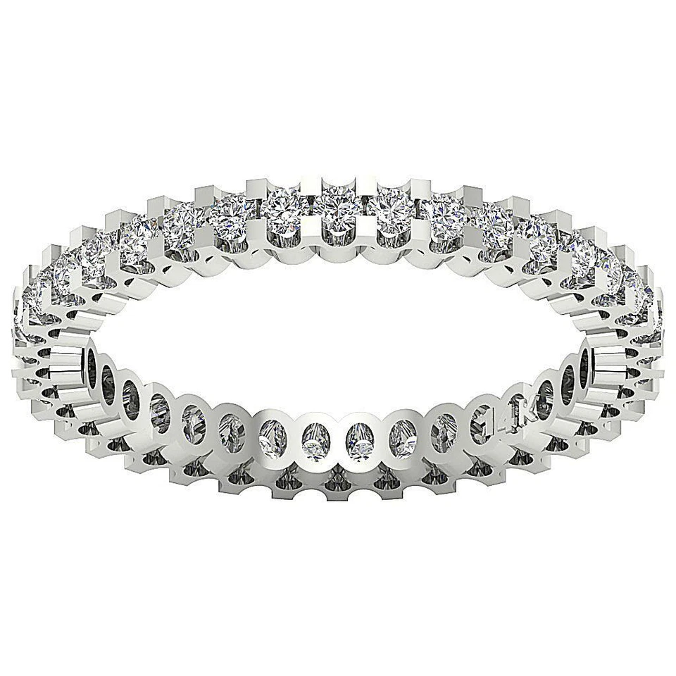 I1 G Stackable Eternity Anniversary Ring 0.95 Ct Natural Diamond 14K White Gold - Image 4 of 4