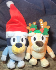 Bluey and Bingo Santa and Reindeer Christmas 6" Plush with Clips