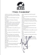 Jake Bugg Signed Autographed "Two Fingers" Music Lyric Sheet  COA VD