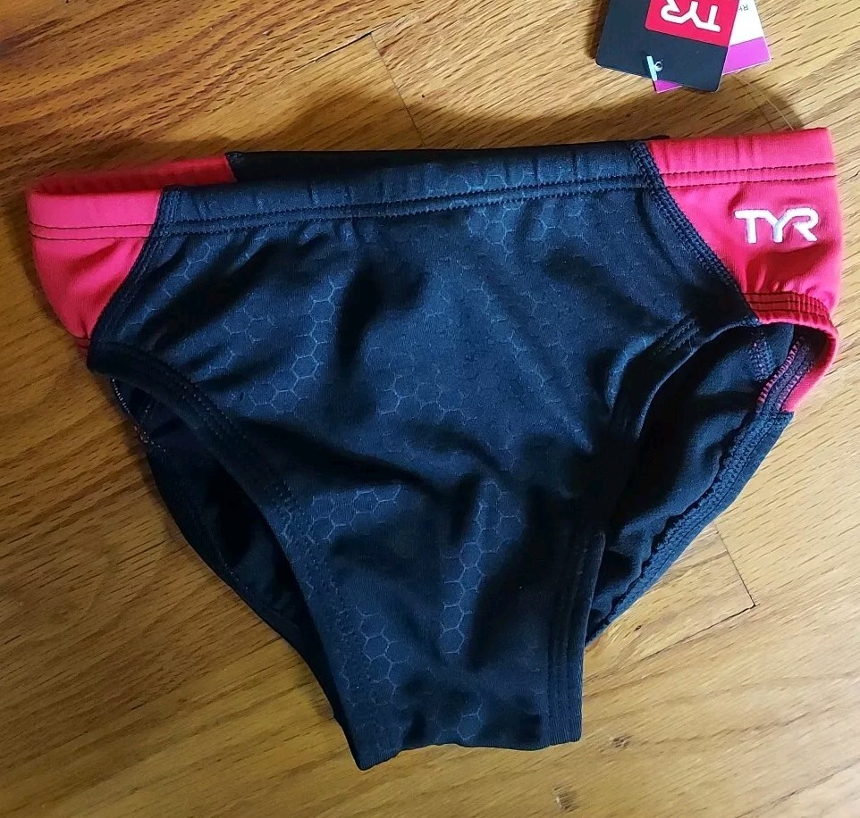 Men's NWT New TYR Hexa Blade SPL Black Red Racer RHEX7A Brief Swim