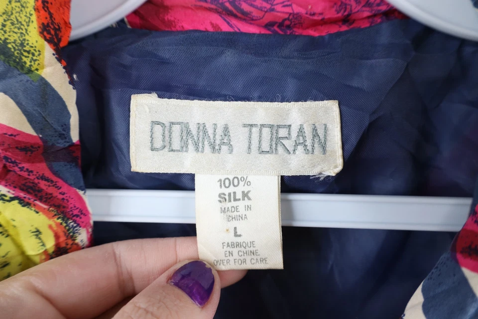 Chaqueta cortavientos vintage años 90 Streetwear para mujer grande envejecida abstracta seda Foto 4 de 4