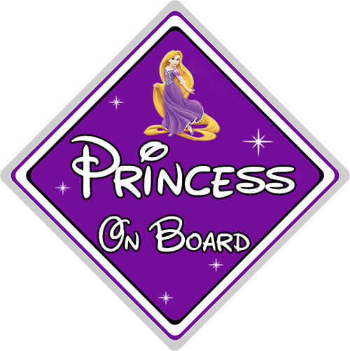 Letrero de coche a bordo de princesa Disney - Rapunzel de enredados - púrpura