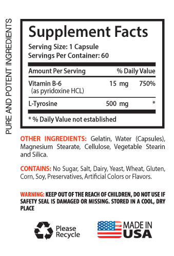 BCAA Capsules - L-TYROSINE 500 - Enhances Memory - Boosts Memorization - 2 Bot - Picture 2 of 8