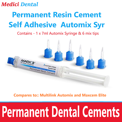 #ad Dental Permanent Resin Cement Self Adhesive 7 ml Automix Syringe with 6 Tips $69.95