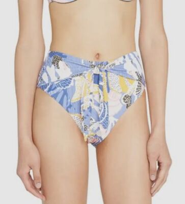 $127 Milly Women Blue Under The Sea Front Tie Bikini Bottom Swimwear Size S