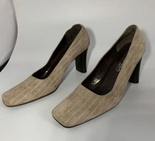 VIA SPIGA Brown Beige Suede  Square Toe High Heels Pumps 9 M Italy