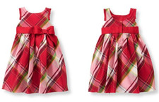 Janie and Jack Red Plaid Holiday Photo 100 silk Dress, 12-18 M NWT 
