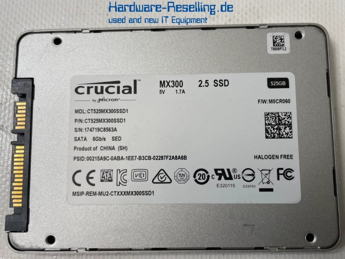 Crucial MX300 SSD Interna 525GB 2,5" SATA III CT525MX300SSD1 Plata