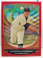 Clayton Blackburn 2013 Bowman Chrome Prospect RED WAVE Refractor #d 13/25 GIANTS